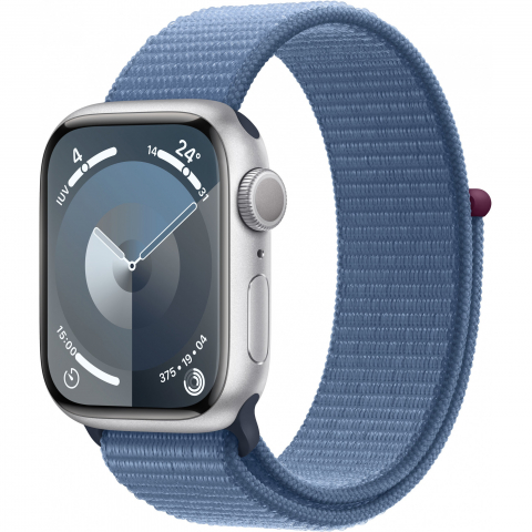 Apple Watch S9 Aluminium 41mm Silber (Sport Loop winterblau) NEW