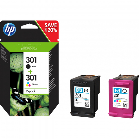 HP Tinte 301 N9J72AE Combo 2er Pack Schwarz & Color (Cyan/Magenta/Gelb)