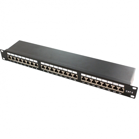 LogiLink CAT6a Patchpanel 19 1HE 24-Ports Schwarz