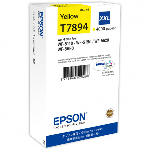 Epson Tinte T7894 XXL C13T789440 Gelb bis zu 4.000 Seiten