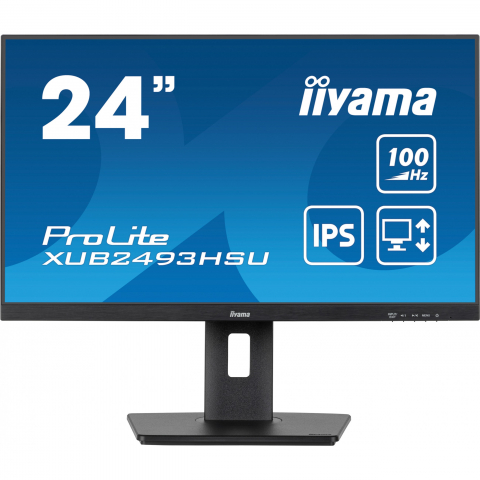 61cm/24 (1920x1080) Iiyama ProLite XUB2493HSU-B6 16:9 FHD IPS 100Hz 1ms HDMI DP Pivot Vesa Speaker Black