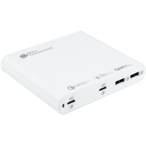 GoodConnections USB Desktop Schnellladestation 120W 4-Port 2xUSB-C/2xUSB-A QC4.0 Weiß