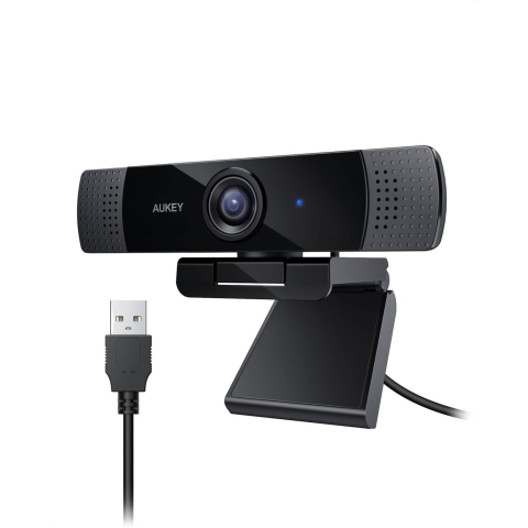 Aukey PC-LM1E Stream Series Dual-Mic Full HD Webcam with 1/3-CMOS Sensor black