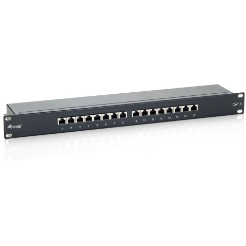 Equip Patchpanel 16x RJ45 Cat6 19 FTP 1HE ISO/IEC schwarz
