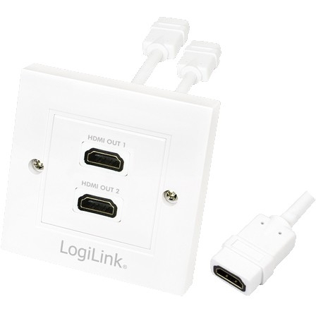 Logilink HDMI Adapter. wall socket. 2-port. white