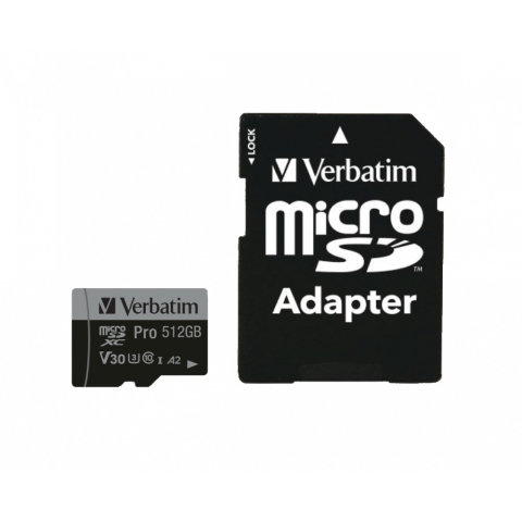 CARD 512GB Verbatim MicroSDHC Pro Class 10 + Adapter retail