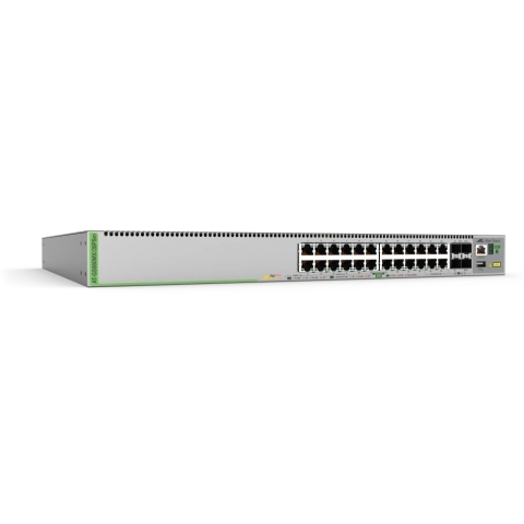ALLIED L3 Stackable Switch 20x 10/100/1000-T PoE+ 4x 100M/1G/2.5G/5G-T PoE+ 4x SFP+ Ports single fixed PSU EU Power Cord