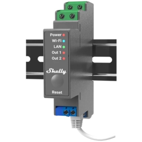 Shelly Relais Pro 2 WLAN LAN Max. 25A 2 Kanäle 2 Phasen BT DIN-Rail