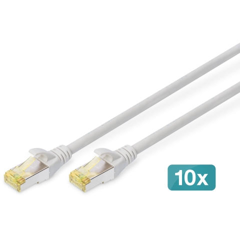 DIGITUS CAT 6A S/FTP Patchkabel. 10 Stück. 2m. grau