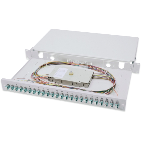 DIGITUS LWL Spleißbox 1HE bestückt 24x LC DX OM3 grau