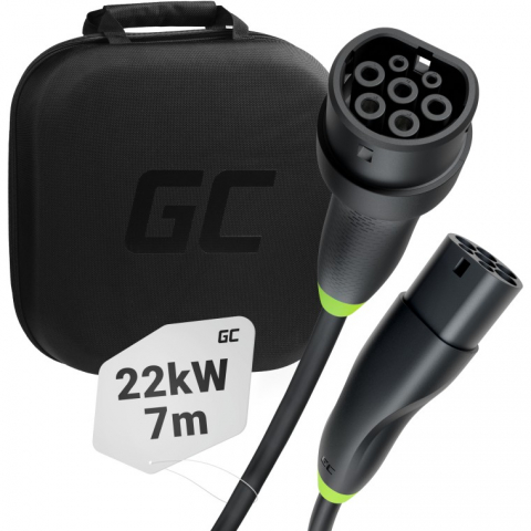 EM Green Cell Elektroauto Ladekabel/electric car charging cable Typ 2 22KW 32A 7m Black