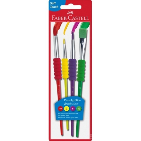 FABER-CASTELL Pinsel 4er Set mit Softgriffstück BK