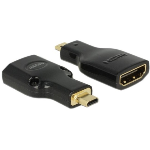 DELOCK Adapter High Speed HDMI mit Ethernet - HDMI Micro-D Stecker > HDMI-A Buchse 4K schwarz
