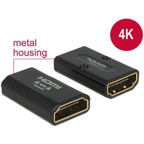 DELOCK Adapter High Speed HDMI mit Ethernet - HDMI-A Buchse > HDMI-A Buchse 4K Gender Changer schwarz