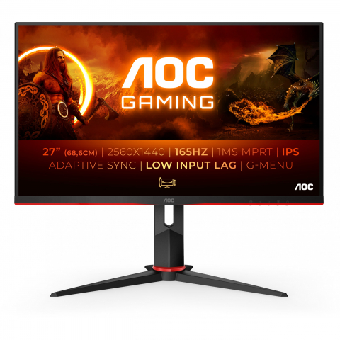 68,6cm/27 (2560x1440) AOC Gaming G2 Q27G2S/EU QHD LED IPS 165Hz 1ms 2xHDMI DP Pivot Black/Red