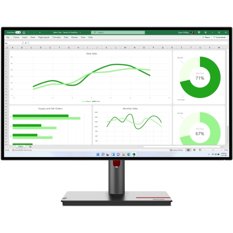 68,6cm/27 (2560x1440) Lenovo ThinkVision P27q-30 16:9 QHD IPS 4ms 60Hz HDMI DP Pivot Black