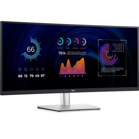 86,4cm/34 (3440x1440) Dell P3424WE WQHD IPS Curved 21:9 60Hz 5ms HDMI DP USB-Hub VESA Black/Silver