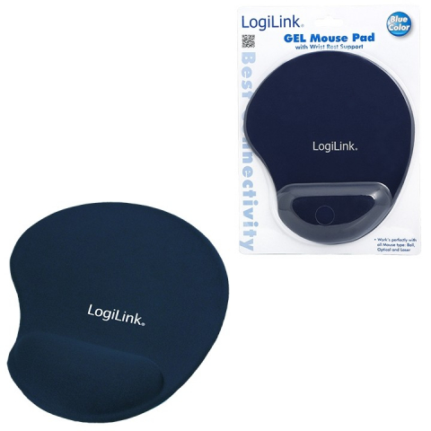 LogiLink Mauspad mit Silikongel Handballenauflage Blau