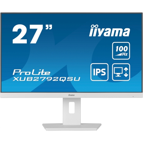 68,5cm/27 (2560x1440) iiyama Prolite XUB2792QSU-W6 16:9 WQHD IPS 100Hz 0,4ms HDMI DP USB Pivot White