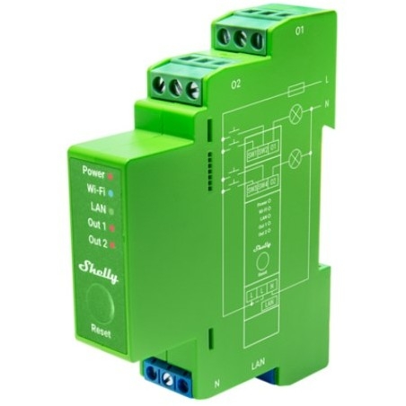 Shelly Relais Pro Dimmer 2PM LED/Glühbirne WLAN LAN BT DIN-Rail