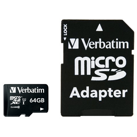 64GB Verbatim Premium MicroSDXC 90MB/s +Adapter