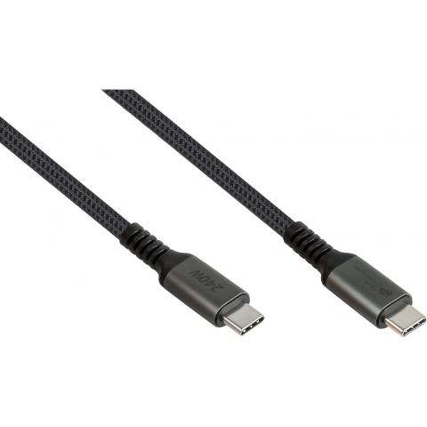 GoodConnections USB-C 2.0 (ST-ST) 0,5m Anschlusskabel Textilmantel 240W Anthrazit