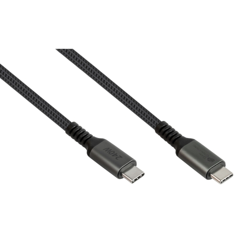 GoodConnections USB-C 2.0 (ST-ST) 3m Anschlusskabel Textilmantel 240W Anthrazit