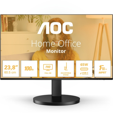 68,6cm/27 (1920x1080) AOC Basic-line 27B3CF2 16:9 FHD IPS 1ms 100Hz HDMI USB-C Speaker Black