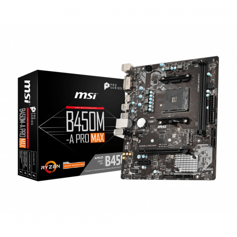 AM4 MSI B450M-A PRO MAX mATX (M.2 Port, PCIe 3.0 x 4, NVMe PCI:1 PCIe:1 RAM:2)