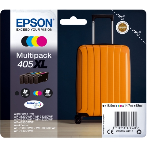 Epson Tinte 405XL C13T05H64010 4er Multipack (BKMCY) bis zu 1.100 Seiten