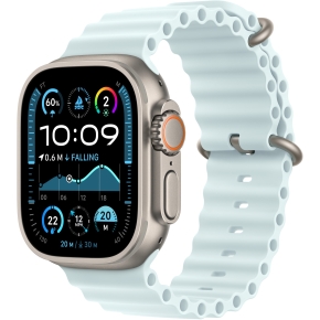 APPLE 49mm Ice Blue Ocean Band Extension - Natural Titanium Finish