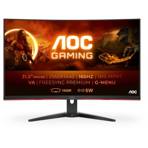 80cm/32 (2560x1440) AOC Gaming CQ32G2SE/BK Curved QHD 165Hz 1ms 2xHDMI DP LS Black/Red