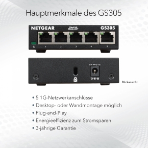 5P Netgear GS305 RM