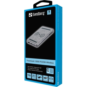 Sandberg 420-61 Wireless Powerbank 10000mAh 20W QC3.0 USB-A/USB-C Grau