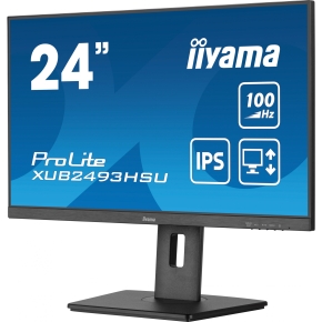 61cm/24 (1920x1080) iiyama ProLite XUB2493HSU-B7 16:9 FHD IPS 1ms 100Hz HDMI DP Speaker Pivot Black