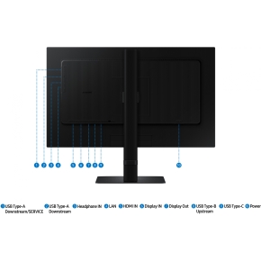 61cm/24 (2560x1440) Samsung LS24D600UAUXEN 16:9 WQHD IPS 5ms 100Hz DP HDMI USB-C Pivot KVM Black