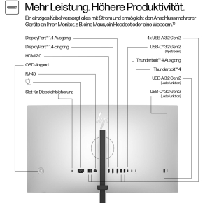 68,6cm/27 (3840x2160) HP 727pk 16:9 4K IPS 5ms 60Hz HDR400 Thunderbolt4 HDMI DP KVM Pivot Black/Silver