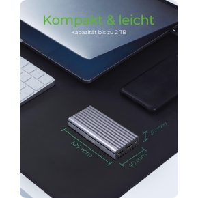 ICY BOX IB-1817M-C31 Externes USB-C 3.1 Gehäuse für M.2 NVMe SSD Aluminium