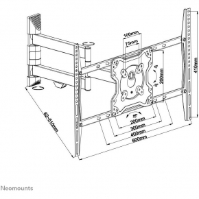 Neomounts FPMA-W460BLACK Wandhalter mit drei Drehpunkten für Flachbild-Fernseher bis 70 (178 cm)