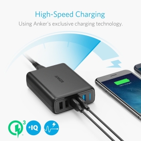 Anker PowerPort Speed 5 Charger 5-Port USB-A 63W black