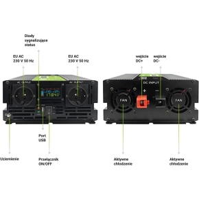 Green Cell KFZ Spannungswandler Power Inverter 12V > 230V 2000W/4000W Display