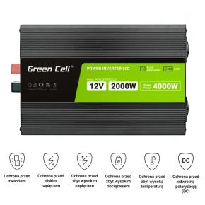 Green Cell KFZ Spannungswandler Power Inverter 12V > 230V 2000W/4000W Display