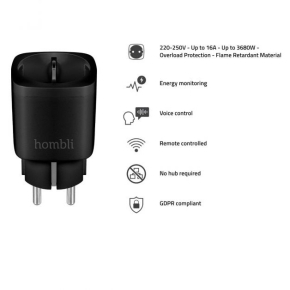 Hombli smarte Steckdose EU, schwarz, 2+1 Promo Pack