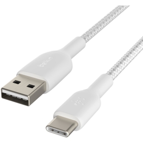 Belkin USB-C/USB-A Kabel ummantelt, 2m, weiß