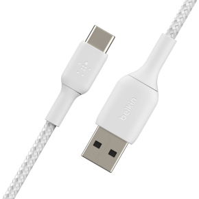 Belkin USB-C/USB-A Kabel ummantelt, 2m, weiß