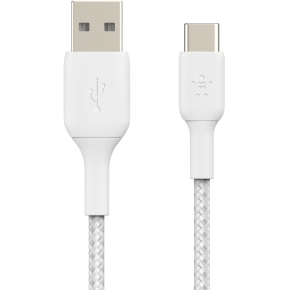 Belkin USB-C/USB-A Kabel ummantelt, 2m, weiß