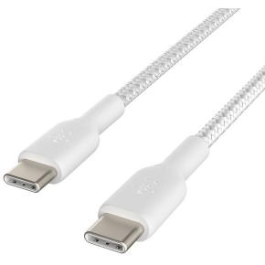 Belkin geflochtenes USB-C/USB-C 2.0 Kabel, 2m, weiß,Doppelpack