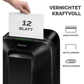 Fellowes Powershred LX201 Aktenvernichter MicroCut 12 Blatt 2x12mm P-5 Schwarz