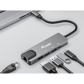 Equip Dock USB-C->HDMI.2xUSB3.0.GbE.100WPD 25cm si