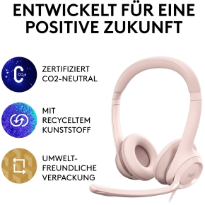 LOGITECH H390 Headset on-ear wired USB-A rose
